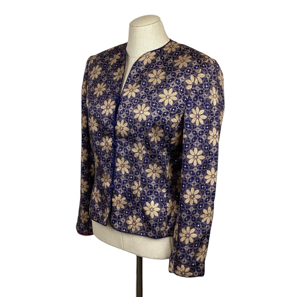 NWT Adrianna Papell Geo Print 100% Silk Jacket VTG